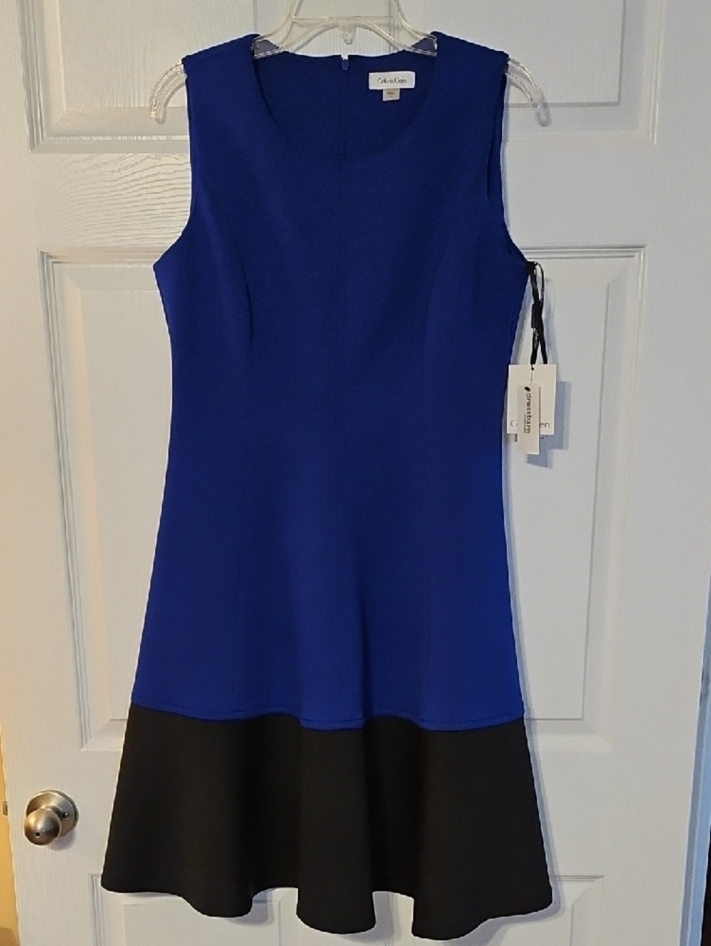 NWT Calvin Klein Royal Blue and Black Sleeveless Midi Dress